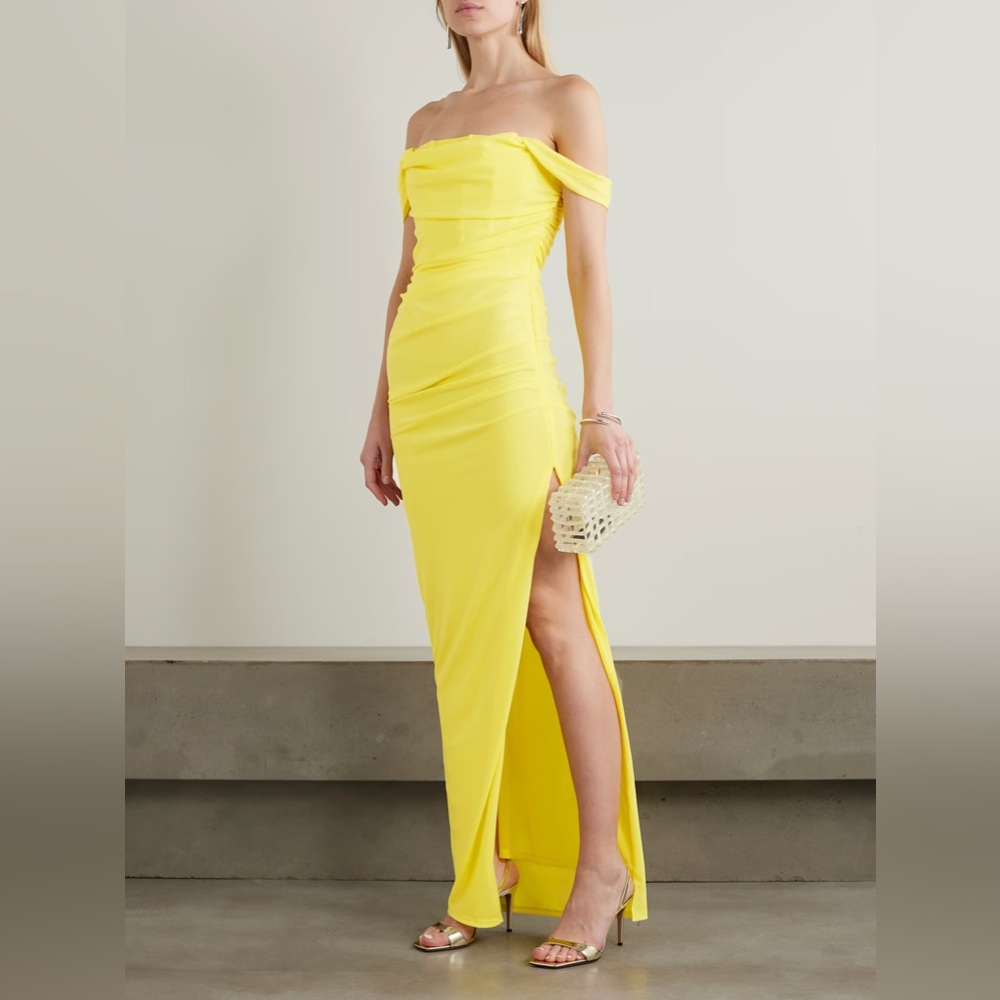 Stormi ruched stretch-tulle maxi dress